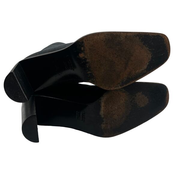 Gucci Vintage Canvas Monogram Block Heels Knee High Boots Black 38.5C US 8.5C - Picture 11 of 14